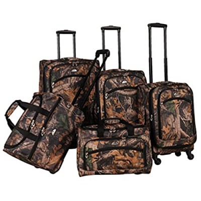 American Flyer Camo 5-Piece Spinner Luggage Set  Green  One Size