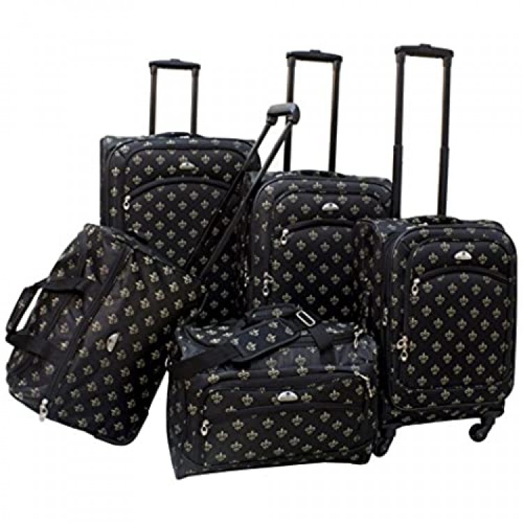 American Flyer Fleur De Lis 5-Piece Spinner Luggage Set Black One Size 85700-5
