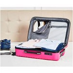 Basics 3 Piece Geometric Hard Shell Expandable Luggage Spinner Suitcase Set - Pink