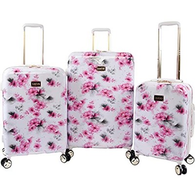 BEBE Women's Juliette 3pc Spinner Suitcase Set  Pink Floral  One Size