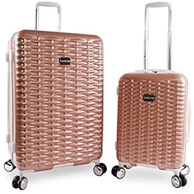 BEBE Women's Lydia 2 Piece Set Suitcase with Spinner Wheels  Rose Gold  One Size