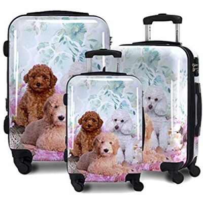 Chariot Printed Expandable Hardside Spinner Luggage Set  Poodle  3-Piece (20/24/28)