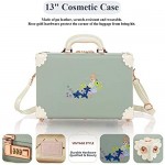 COTRUNKAGE 3 Piece Vintage Luggage Set 20 26 Embroid Floral Rolling Suitcase for Women with 13 Luggage Bag Matcha Green
