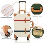 COTRUNKAGE Small 20 Vintage Luggage Set 2 Pieces Carry On Suitcase for Womens Whitr/Green (13 & 20)