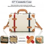 COTRUNKAGE Small 20 Vintage Luggage Set 2 Pieces Carry On Suitcase for Womens Whitr/Green (13 & 20)