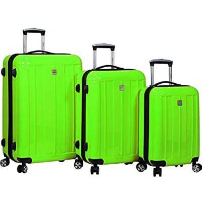Dejuno Contour 3-Piece Hardside Spinner Luggage Set with TSA Lock  Apple Green  One Size
