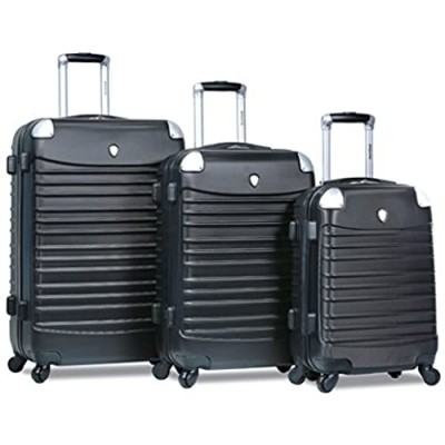 Dejuno Impact Hardside 3-Piece Spinner Luggage Set  Black  One Size