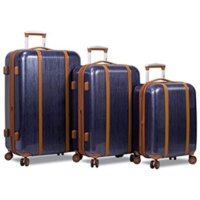 Dejuno Monroe 3-Piece Hardside Spinner TSA Combination Lock Luggage Set  Blue  One Size