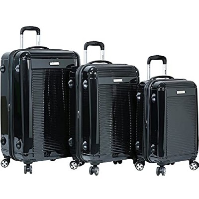 Dejuno Venture 3-Piece Hardside Spinner Luggage Set with TSA Lock  Black  One Size