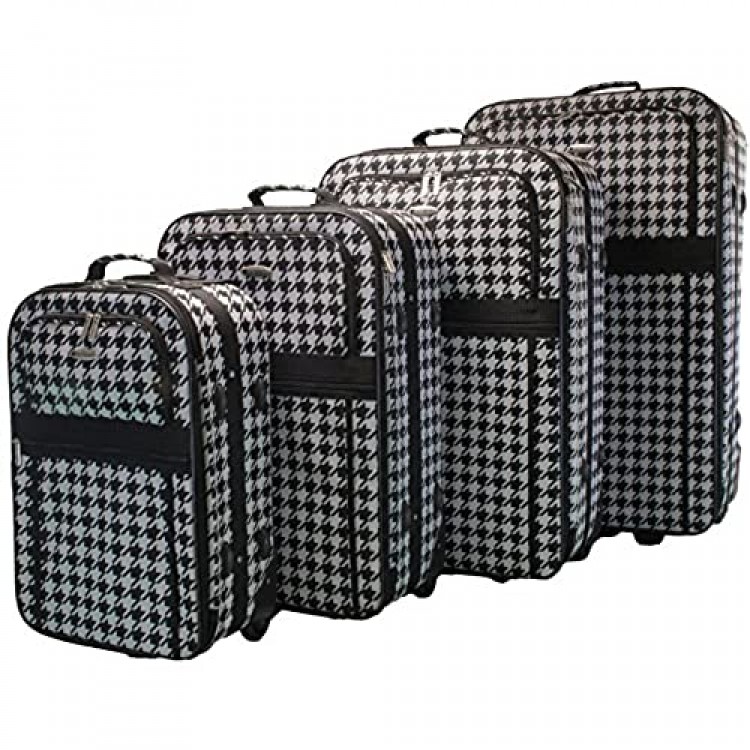 Dumont 4-Piece Expandable Lightweight Rolling Luggage Set Houndstooth One Size