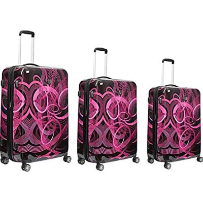 FUL Atomic Rolling Luggage Set  Hardside Travel Suitcases with Spinner Wheels  28  24  and 22 Inches  Pink