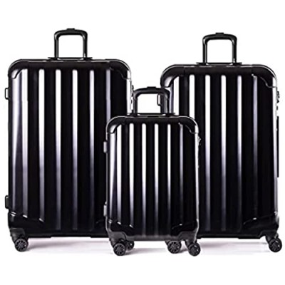 Genius Pack Hardside Luggage Spinner - Smart  Organized  Lightweight Suitcase - TSA Approved Maximum Allowance Cabin Size (Supercharged - 3 Piece Set - Jet Black)