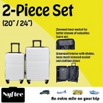 Hardside 2pc Luggage set 20+24 Spinner-wheel Suitcases White color with TSA Lock Exclusive GLARE Sticker system Universal Travel Adapter and Multipurpose Foldable Bag by Nyftee