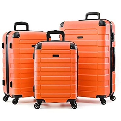 Hipack Prime Suitcases Hardside Luggage with Spinner Wheels  Orange  3-Piece Set (20/24/28)