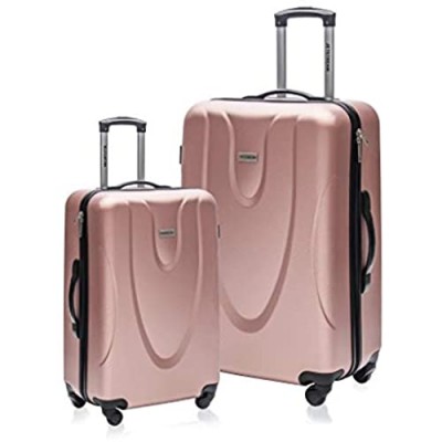 Jetstream 2 Piece Hardside Carry On Luggage Set Rolling Wheeled Spinner Travel Expandable Lightweight ABS Suitcase  (Rose Gold)