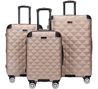 Kenneth Cole Reaction Diamond Tower Luggage Collection Lightweight Hardside Expandable 8-Wheel Spinner Travel Suitcase  Rose Champagne  3-Piece Set (20"  24"  & 28")
