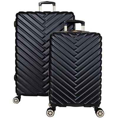 Kenneth Cole Reaction Women's Madison Square Hardside Chevron Expandable Luggage  Black  2-Piece Set (20" & 28")