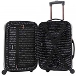 kensie Women's Alma Hardside Spinner Luggage Metallic Black 3-Piece Set (20/24/28)