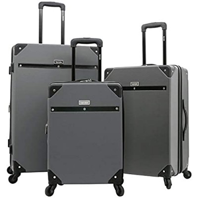 kensie Women's Carroll Hardside 3-Piece Spinner Luggage Set  Charcoal Grey  (20/24/28)