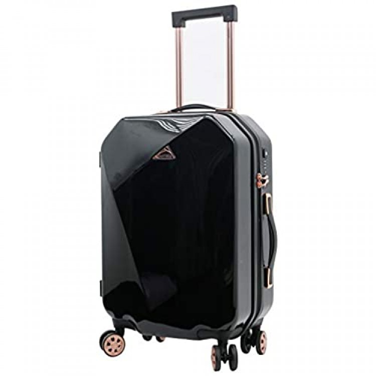 kensie Women's Only Shiny Diamond Hardside Spinner Luggage Set Black Carry-On 20-Inch