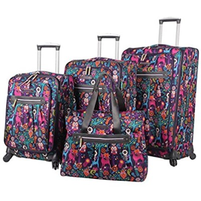 Lily Bloom Luggage Set 4 Piece Suitcase Collection with Spinner Wheels for Woman (Wildwoods)