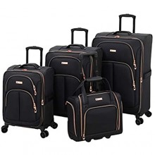 LONDON FOG Bromley Softside Expandable Spinner Luggage  black  4-Piece Set