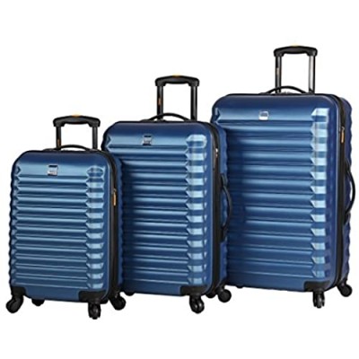 Lucas ABS Hard Case 3 Piece Rolling Suitcase Sets With Spinner Wheels (One Size  Steel Blue)