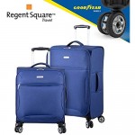 Regent Square Travel - Expandable Softside Luggage Set With Spinner Goodyear Wheels - Soft Case (Blue Small Medium)