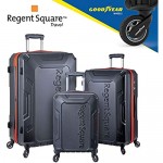 Regent Square Travel - Luggage Sets with Build-In TSA Lock and Spinner Goodyear Wheels – RS-CODE 3 Pieces Hard Case Set (Black)