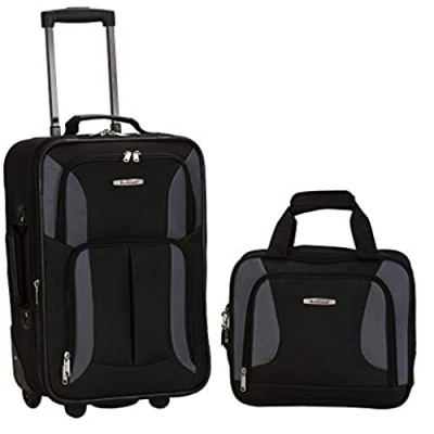 Rockland Fashion Softside Upright Luggage Set  Black/Gray  2-Piece (14/19)