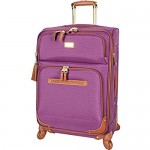 Steve Madden Designer Luggage Collection - 4 Piece Softside Expandable Lightweight Spinner Suitcase Set - Travel Set includes a Tote Bag 20-Inch Carry on 24 & 28 Inch Checked Suitcases (Purple)