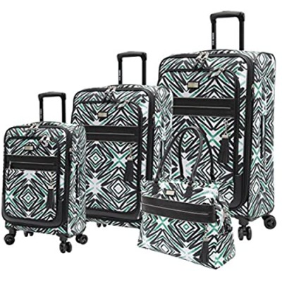 Steve Madden Designer Luggage Collection - 4 Piece Softside Expandable Lightweight Spinner Suitcase Set - Travel Set includes a Tote Bag  21 Inch Carry on  25 Inch & 29 Inch Checked Suitcases (Tribal)