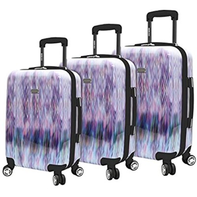 Steve Madden Luggage Collection - 3 Piece Hardside Lightweight Spinner Suitcase Set - Travel Set includes 20 Inch Carry On  24 inch and 28 Inch Checked Suitcases (Diamond)