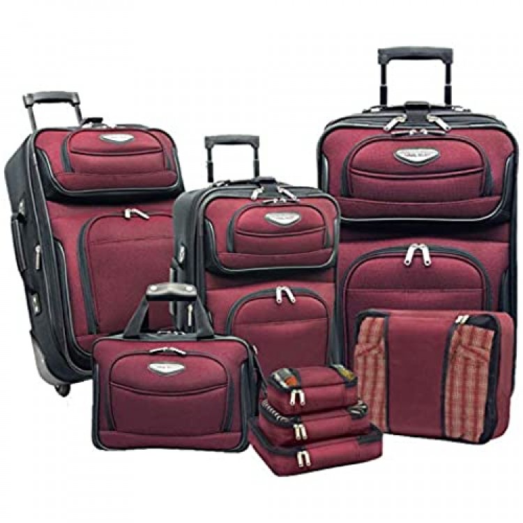 Travel Select Amsterdam Expandable Rolling Upright Luggage Burgundy 8-Piece Set