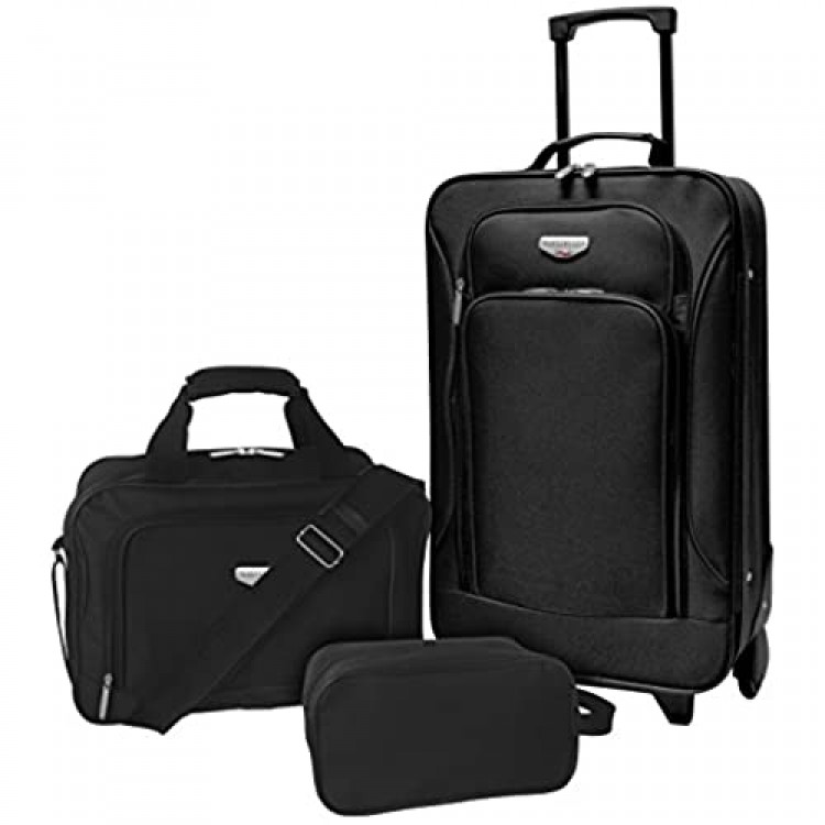 Travelers Club Euro II 3-Piece Softside Luggage Set black
