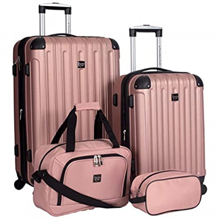 Travelers Club Midtown Hardside 4-Piece Luggage Travel Set Rose Gold