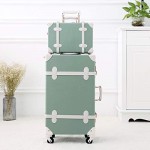UNIWALKER Vintage Suitcase Set 24 inch Retro Spinner Trunk Luggage with 12 inch Train Case for Women