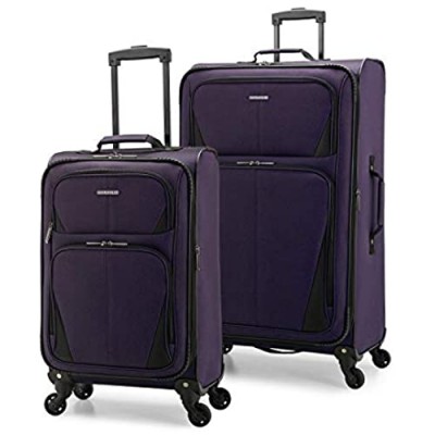 U.S. Traveler Aviron Bay Expandable Softside Luggage with Spinner Wheels  Purple  2-Piece Set