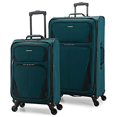 U.S. Traveler Aviron Bay Expandable Softside Luggage with Spinner Wheels  Teal  2-Piece Set