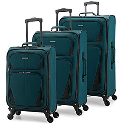 U.S. Traveler Aviron Bay Expandable Softside Luggage with Spinner Wheels  Teal  3-Piece Set