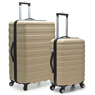 U.S. Traveler Cypress Colorful Hardside Spinner Luggage Set  Sand  2-Piece