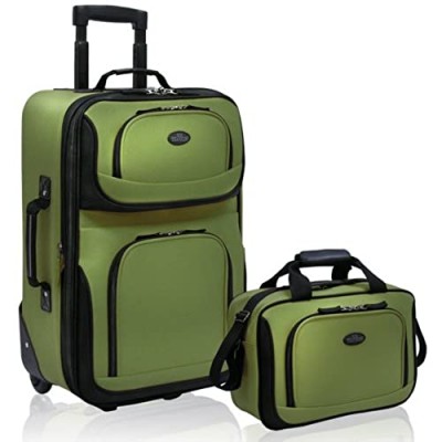 U.S. Traveler Rio Rugged Fabric Expandable Carry-On Luggage Set  Green  2-Piece
