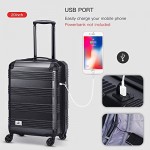 Verdi Luggage Set 3 Piece - Lightweight with USB Port Hardside Carry On Suitcase - Includes Expandable 20 Inch Carry on 24In/TSA-Approved Lock 28In Checked Bag with 8-Wheel Rolling Spinner
