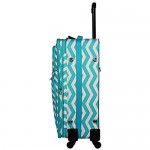 World Traveler 4-piece Expandable Spinner Luggage Set-Light Blue White Chevron One Size