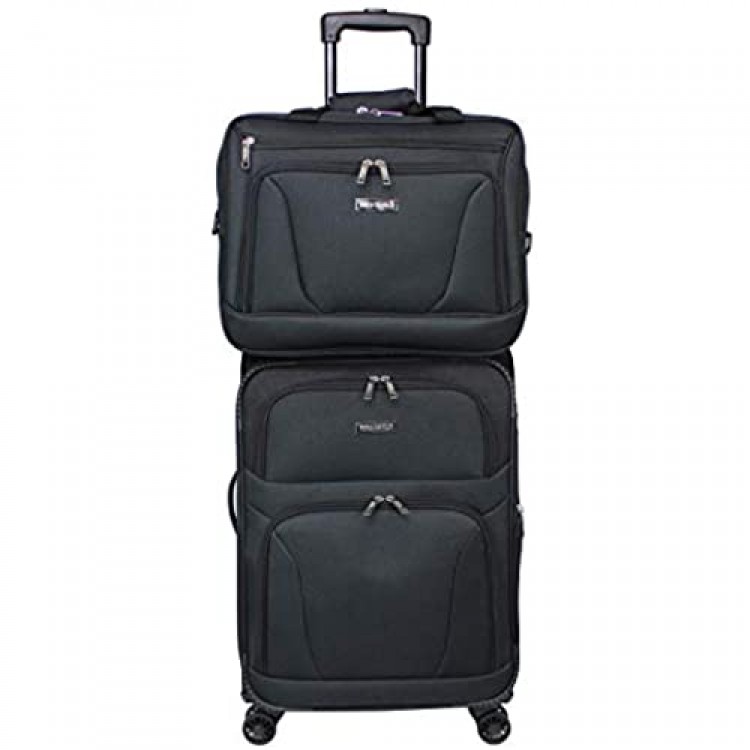 World Traveler Embarque Lightweight 2-piece Carry-on Spinner Luggage Set-Black One Size