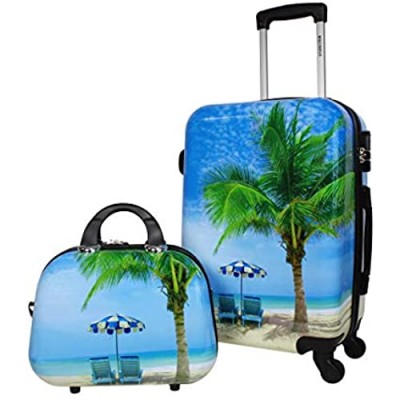 World Traveler Palm Tree Hardside 2-Piece Carry-On Spinner Luggage Set  One_Size