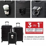 Wrangler Smart Luggage Set with Cup Holder and USB Port Black 3 Piece