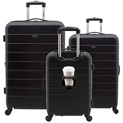 Wrangler Smart Luggage Set with Cup Holder and USB Port  Black  3 Piece