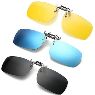 3 PACK  Clip on Flip up Polarized Lens For Prescription Glasses  UV Protection Sunglasses Over RX Eyeglasses