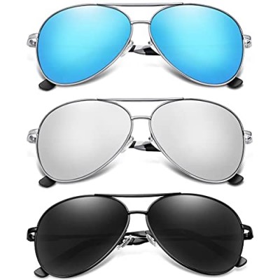 Polarized Aviator Sunglasses for Men and Women-UV400 Protection Mirrored Lens -Metal Frame with Spring Hinges